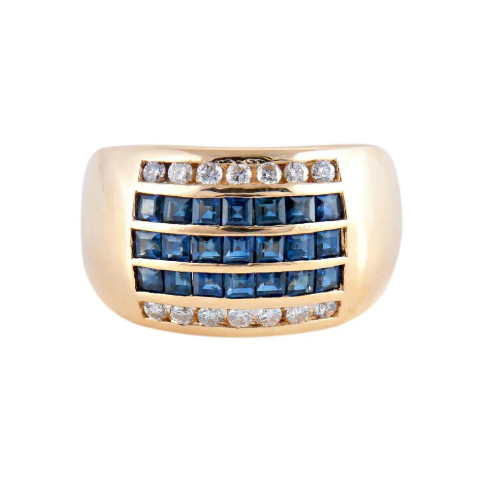 BAGUE JONC DIAMANTS & SAPHIRS
