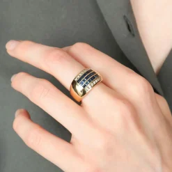 BAGUE JONC DIAMANTS & SAPHIRS