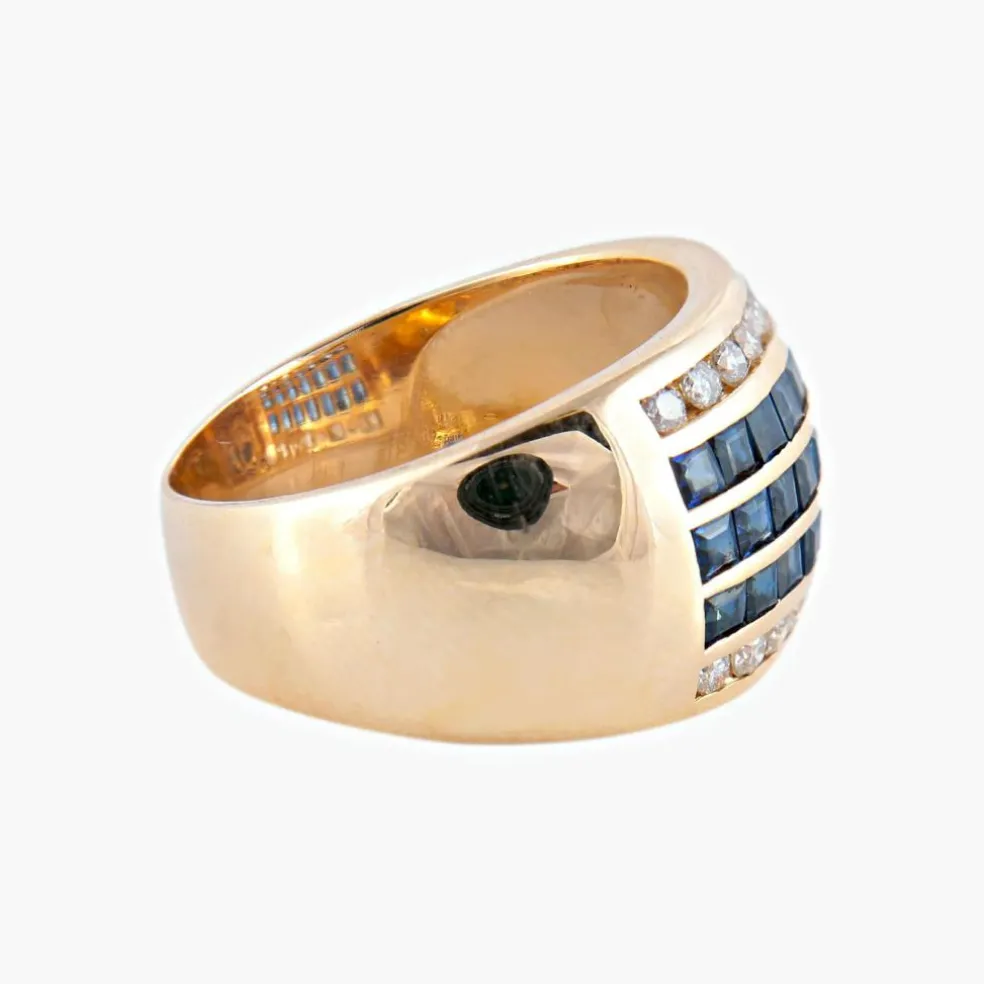 BAGUE JONC DIAMANTS & SAPHIRS