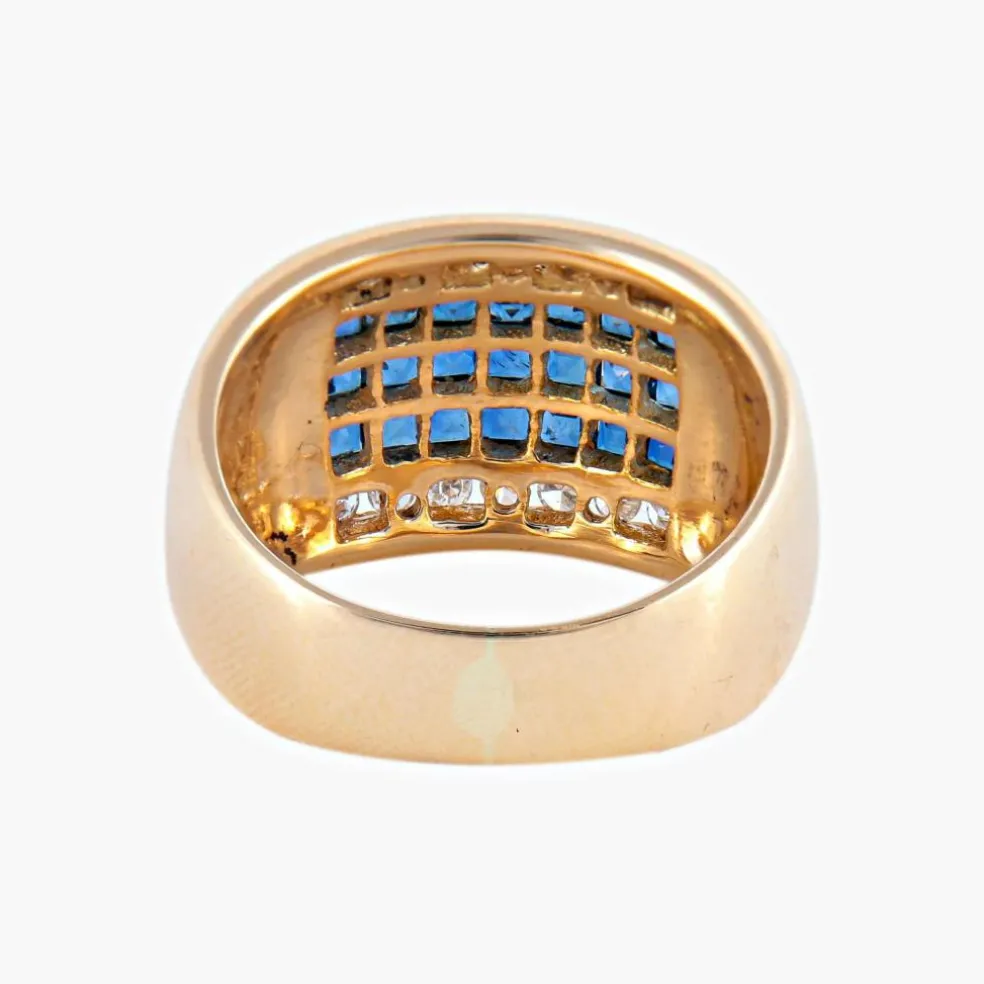 BAGUE JONC DIAMANTS & SAPHIRS