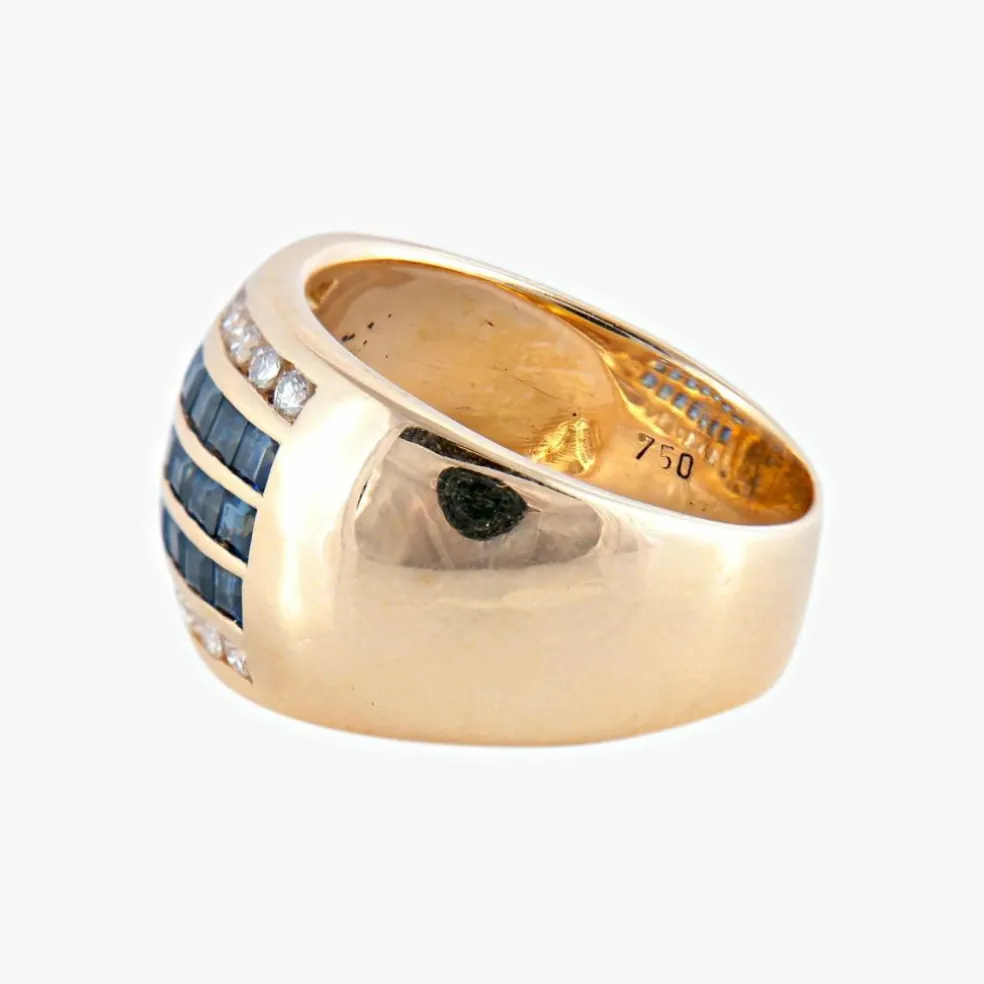 BAGUE JONC DIAMANTS & SAPHIRS