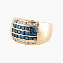 BAGUE JONC DIAMANTS & SAPHIRS