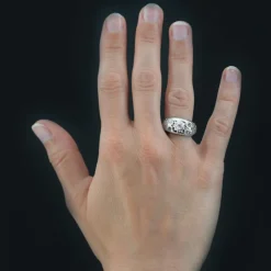 Bague jonc diamants or blanc