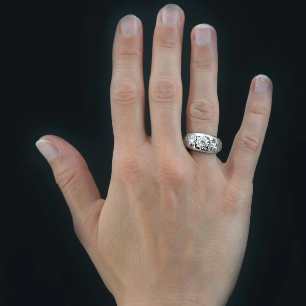 Bague jonc diamants or blanc