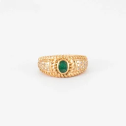 Bague jonc Emeraude & Diamant