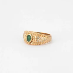 Bague jonc Emeraude & Diamant