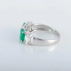 Bague jonc Emeraudes Diamants