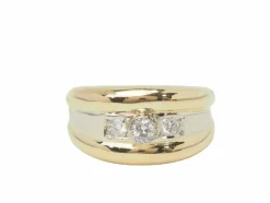 Bague jonc en or bicolore et diamants