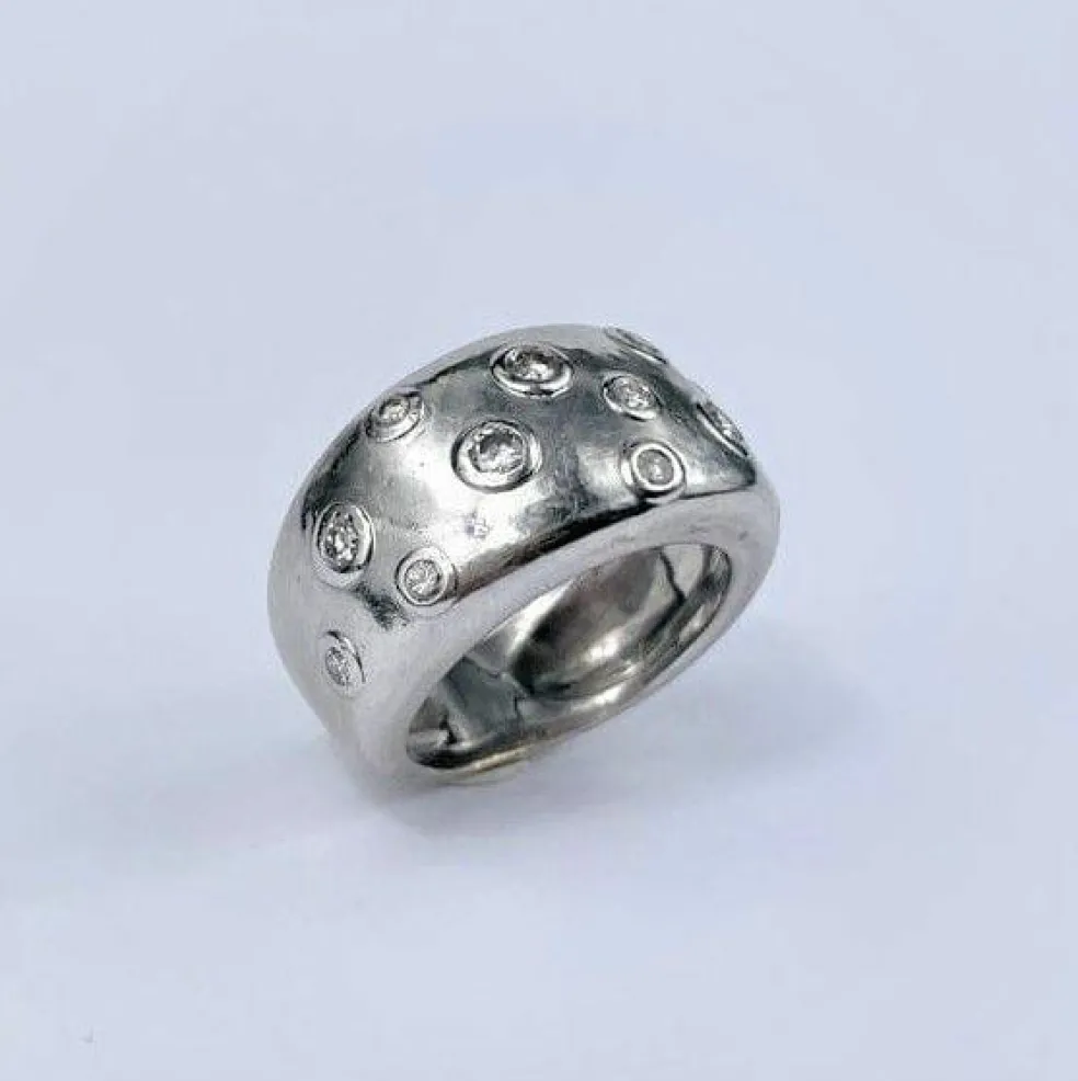 Bague Jonc en Or Blanc, Diamant