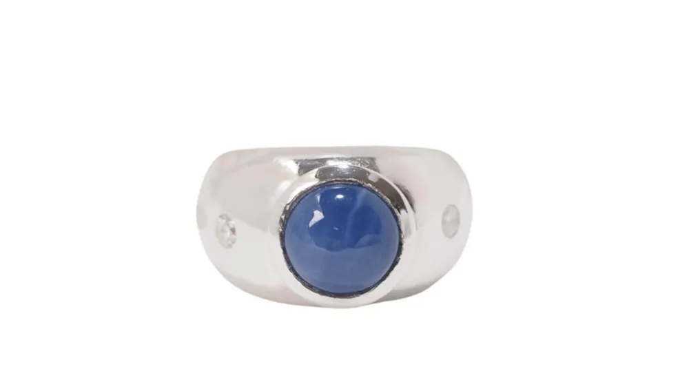 Bague jonc en or blanc et saphir étoilé
