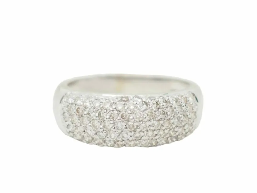 Bague jonc en or blanc et diamants