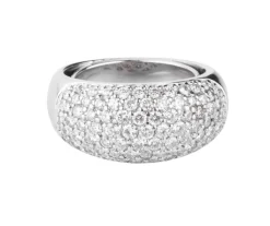 Bague jonc en or gris pavée de diamants