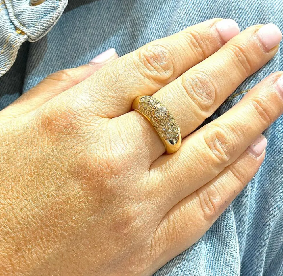 Bague jonc en Or jaune & Diamants