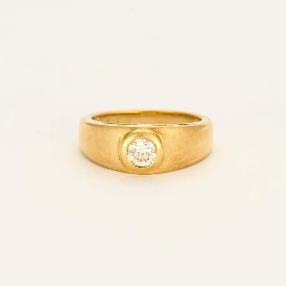 Bague jonc en or jaune et diamant