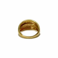 Bague jonc en or jaune et ligne de diamants