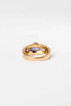 Bague Jonc en or jaune, saphir et diamants