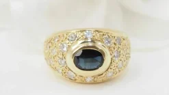 Bague Jonc en or jaune, saphir et diamants