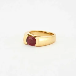 Bague jonc en or, rubis et diamants