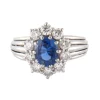 Bague Jonc Marguerite platine, saphir, diamants