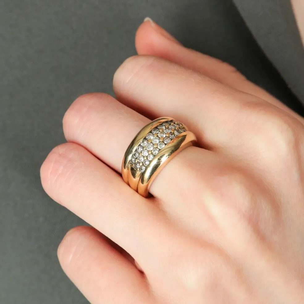 BAGUE JONC OR & DIAMANTS