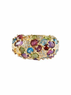 BAGUE JONC OR & PIERRES
