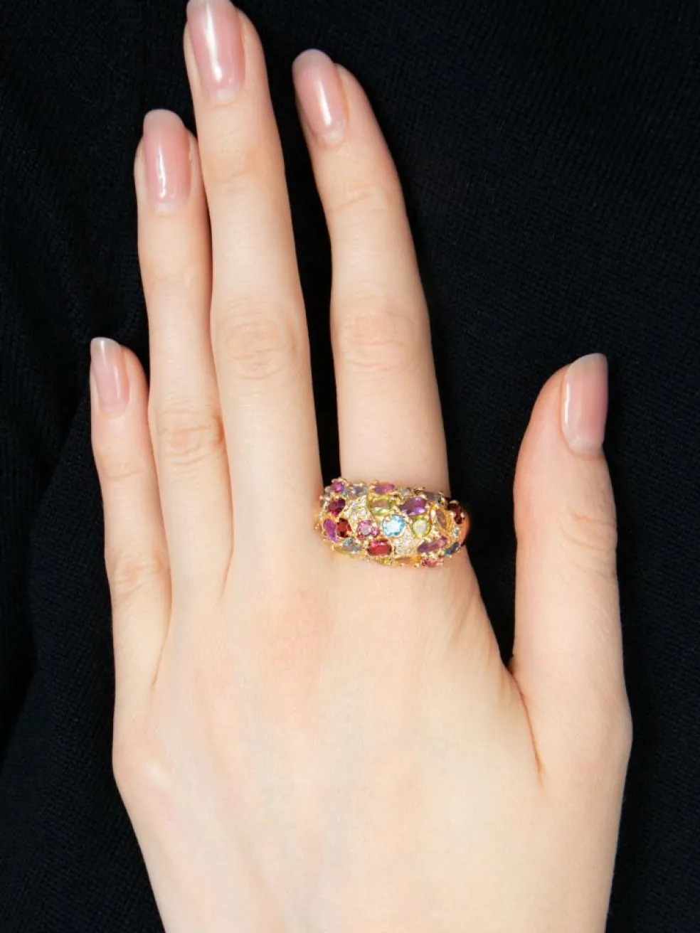 BAGUE JONC OR & PIERRES