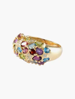 BAGUE JONC OR & PIERRES