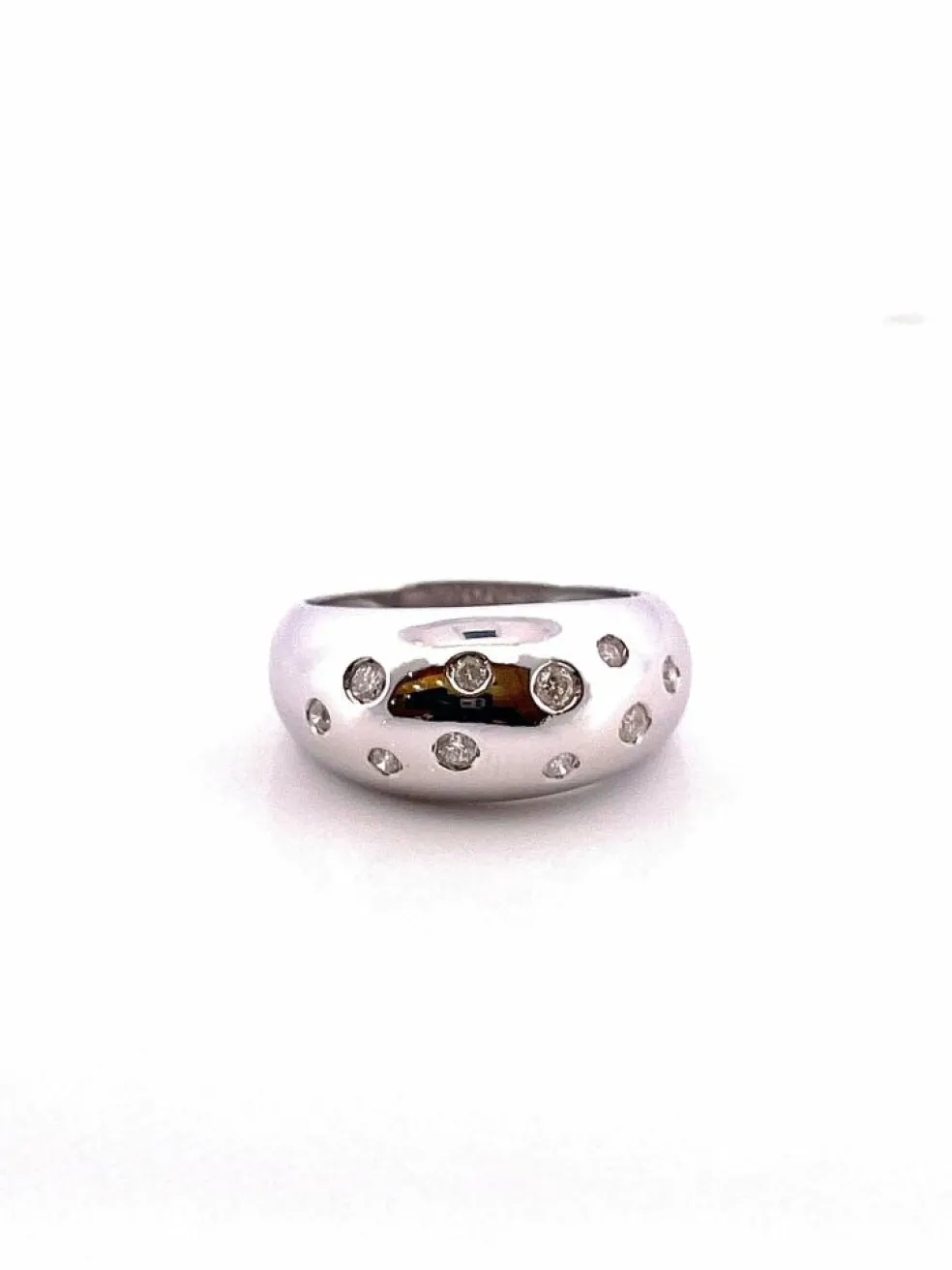 Bague jonc or blanc 10 diamants
