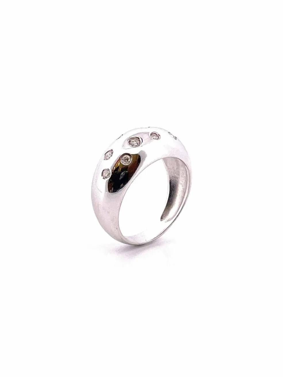 Bague jonc or blanc 10 diamants
