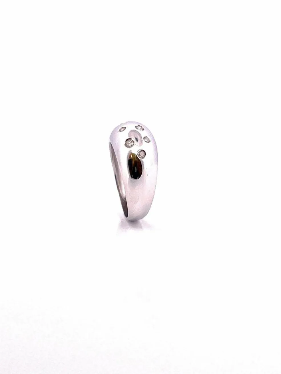 Bague jonc or blanc 10 diamants