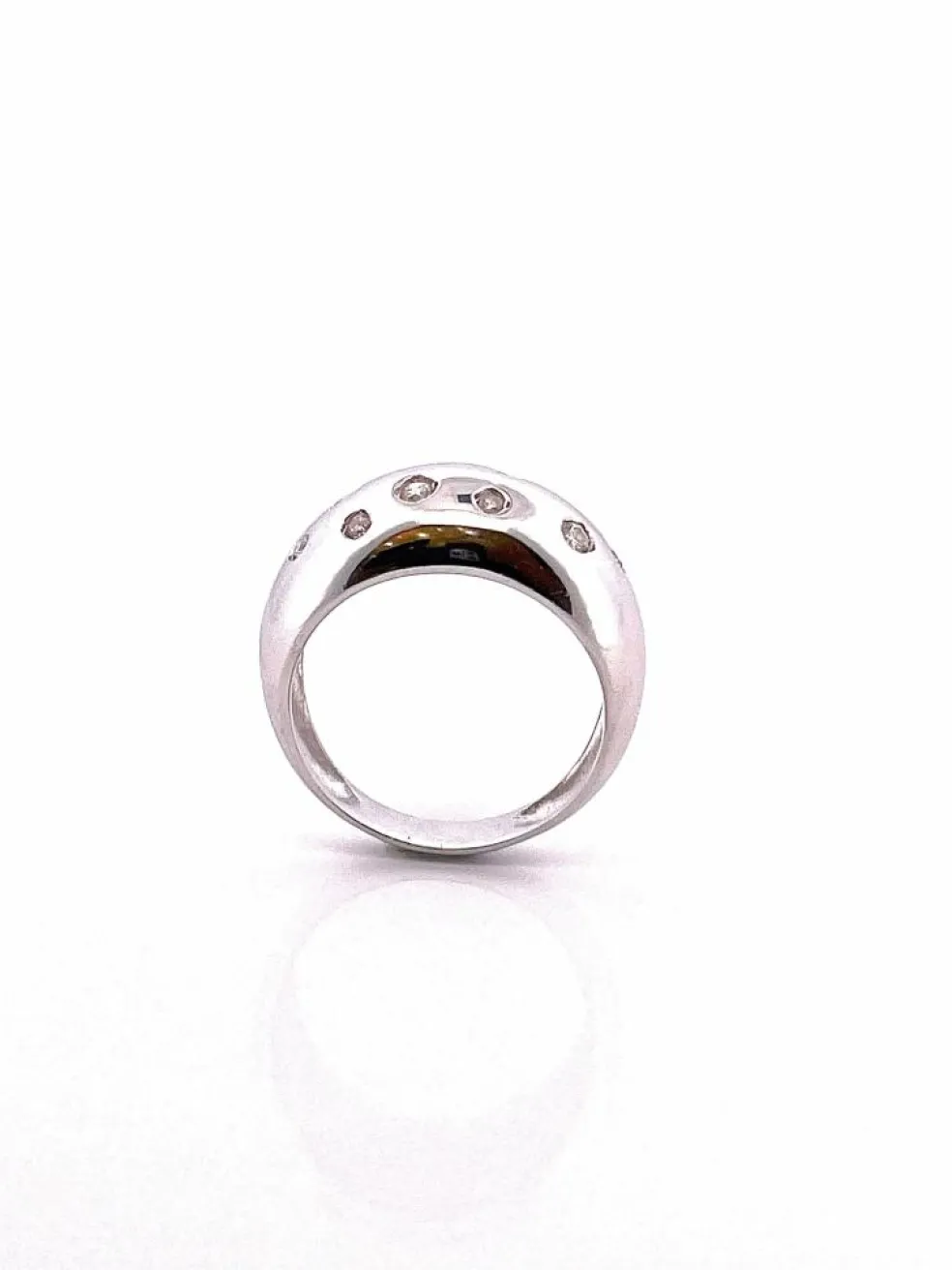 Bague jonc or blanc 10 diamants