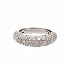 Bague jonc or blanc diamants