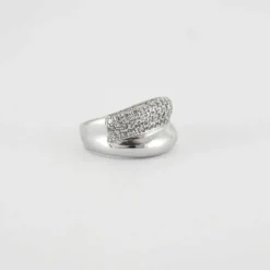 Bague jonc or blanc diamants