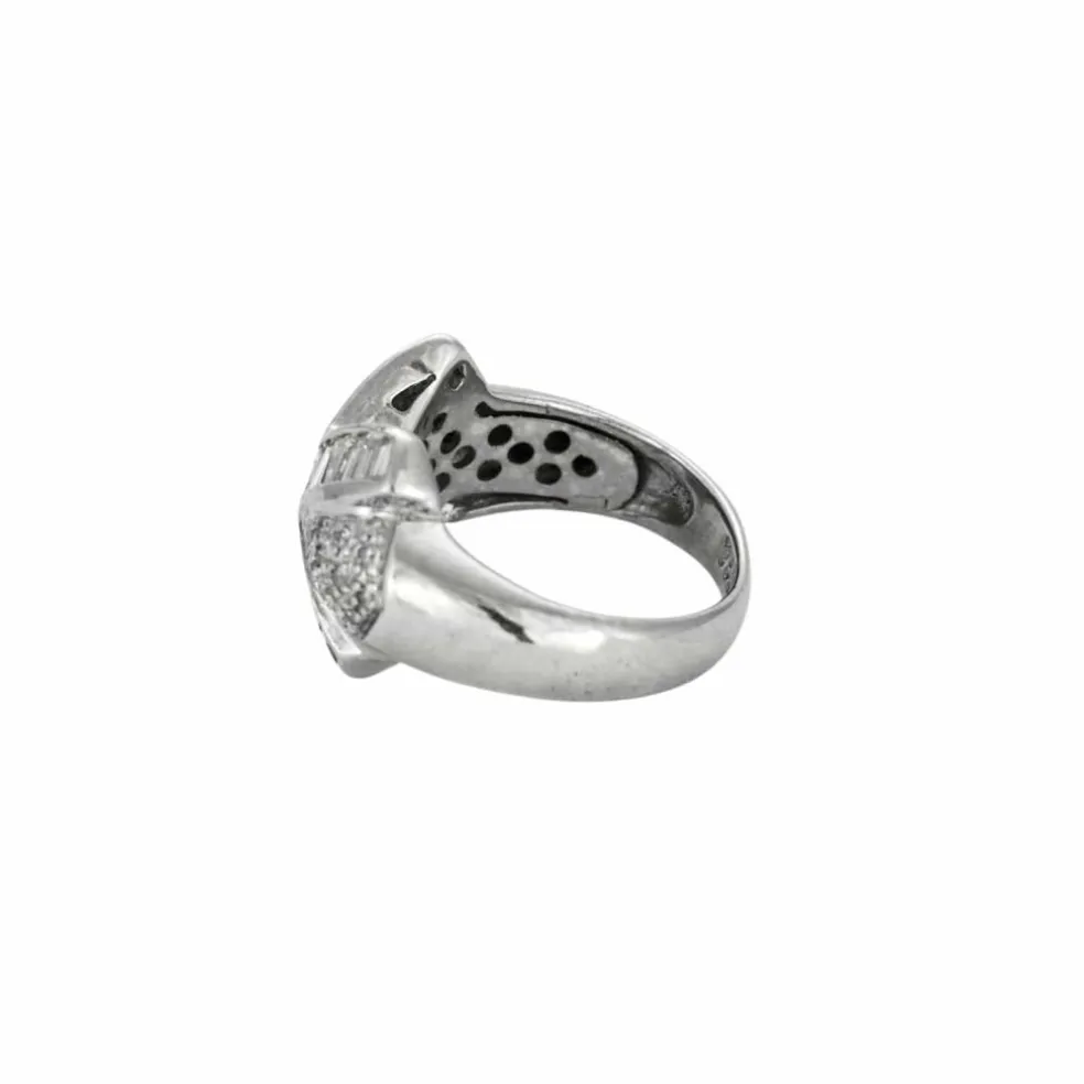 Bague jonc or blanc diamants