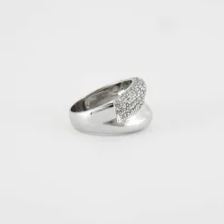 Bague jonc or blanc diamants