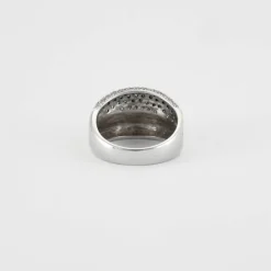 Bague jonc or blanc diamants