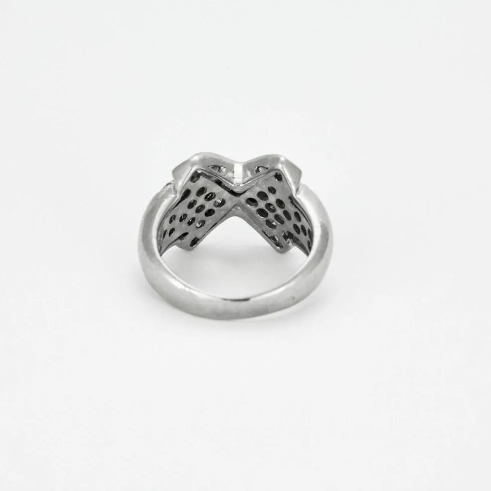 Bague jonc or blanc diamants
