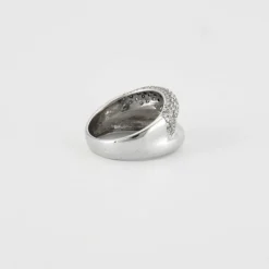 Bague jonc or blanc diamants