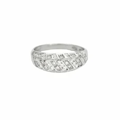 Bague jonc or blanc et diamants