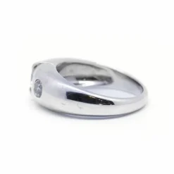 Bague jonc or blanc et diamants
