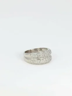 Bague jonc or blanc et diamants