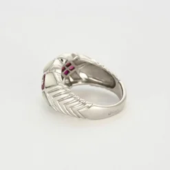 Bague Jonc Or Blanc Nacre et Rubis