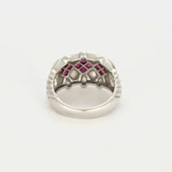 Bague Jonc Or Blanc Nacre et Rubis
