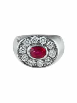 Bague Jonc Or Blanc Rubis Diamants