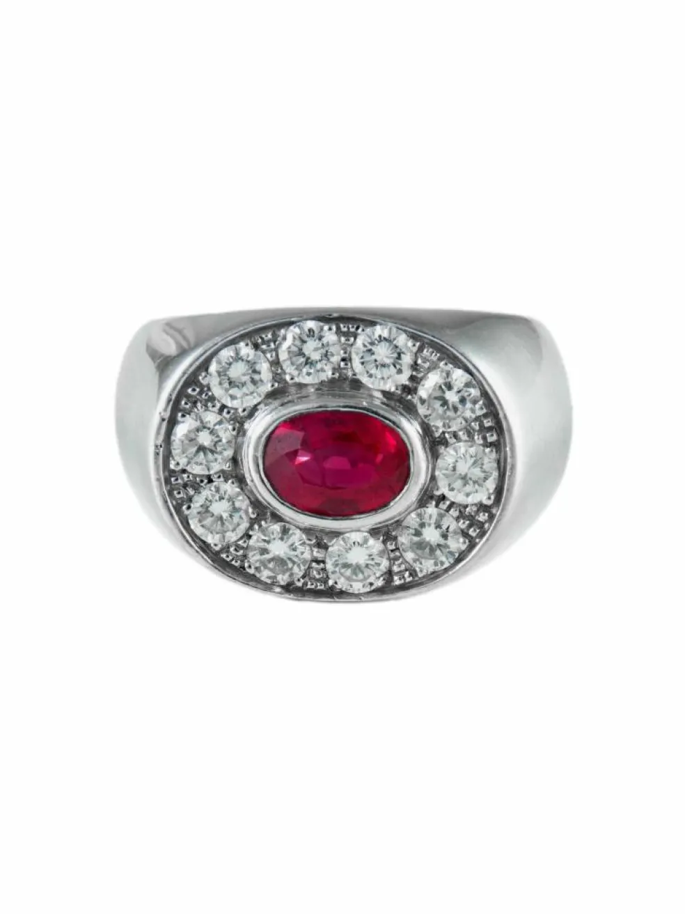 Bague Jonc Or Blanc Rubis Diamants
