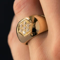 Bague jonc or diamants large