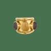 BAGUE JONC OR ET PIERRES DE COULEUR.