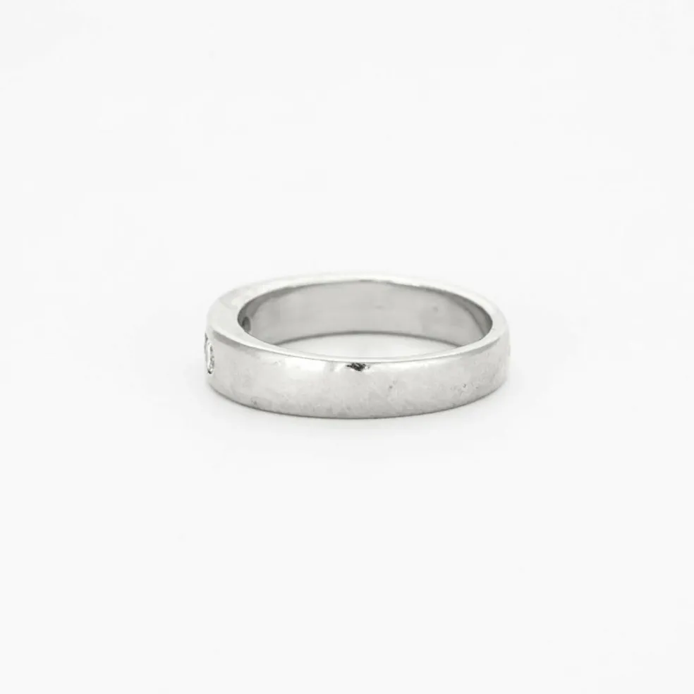 Bague jonc or gris avec diamants
