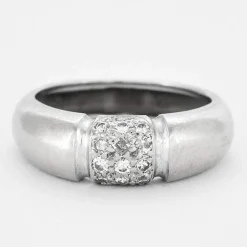 Bague jonc or gris diamants