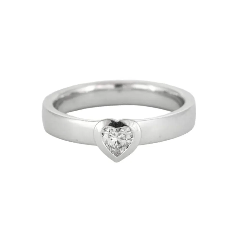 Bague jonc or gris diamant coeur